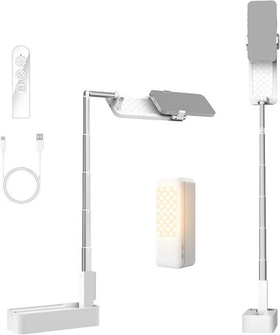 NEEWER ENTRY LEVEL VERSION 4W Overhead Desk Stand Phone Mount Foldable with LED Light/Remote/Phone Holder for Selfie Video Recording Stream, 990lx/0.3m 3 Modes CRI80 1000mAh Rechargeable Portable, V10 in Saudi Arabia