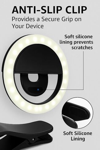 LED Selfie Ring Light ، قطره 3.5 بوصة ، تصميم مقطع ، إضاءة بيضاء دافئة in Saudi Arabia