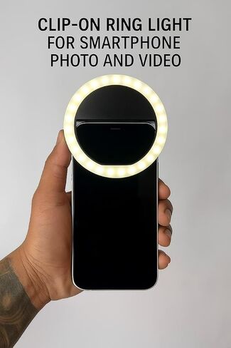 LED Selfie Ring Light ، قطره 3.5 بوصة ، تصميم مقطع ، إضاءة بيضاء دافئة in Saudi Arabia