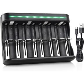 شاحن بطارية SOSHINE AA AAA ، شاحن بطارية 8 BAY C D لبطاريات AAA/AA/SC/C/D NI-MH NI-CD (شحن USB سريع ، فتحة مستقلة) (C02) in Kuwait