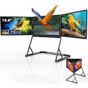Laptop Screen Extender, 15.6" FHD 1080P IPS Portable Foldable Triple Monitor, Laptop Monitor Extender, HDMI/USB-C Plug n Play for Windows, Mac, Android,with a Felt Protective Sleeve in Saudi Arabia