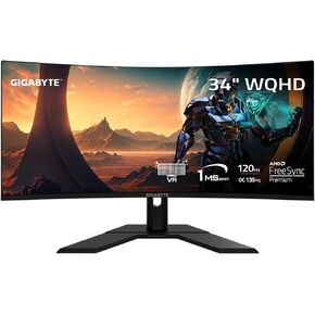 Gigabyte GS34WQC - 34 "VA GRAVE GAMING MONITION - WQHD 3440X1440-120HZ/OC 135HZ - 1MS MPRT - AMD FreeSync Premium - HDMI ، DP - Black (GS34WQC US) in Kuwait