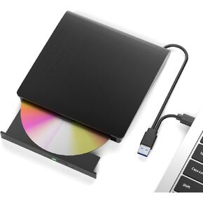 External CD/DVD Drive, USB 3.0 Type-C Lightscribe External CD/DVD Burner, Ultra-Slim Portable Optical Disk Drive, CD DVD +/-RW ROM Reader Writer for PC Laptop Desktop MacBook Mac Windows 7/8/10 Linux in Kuwait
