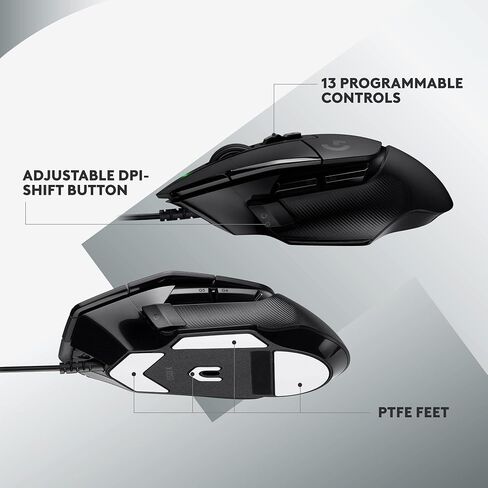 Logitech G502 X Wired Gaming Mouse - Lightforce Hybrid Optical -Mechanical Switches ، مستشعر ألعاب Hero 25K ، متوافق مع جهاز الكمبيوتر - MacOS/Windows - أسود (متجدد) in Saudi Arabia