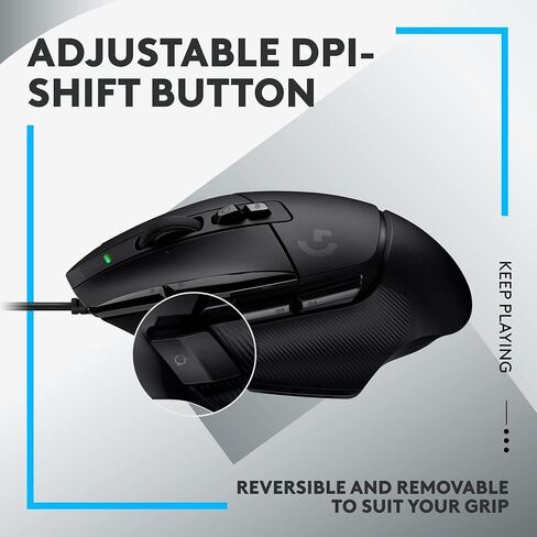 Logitech G502 X Wired Gaming Mouse - Lightforce Hybrid Optical -Mechanical Switches ، مستشعر ألعاب Hero 25K ، متوافق مع جهاز الكمبيوتر - MacOS/Windows - أسود (متجدد) in Saudi Arabia