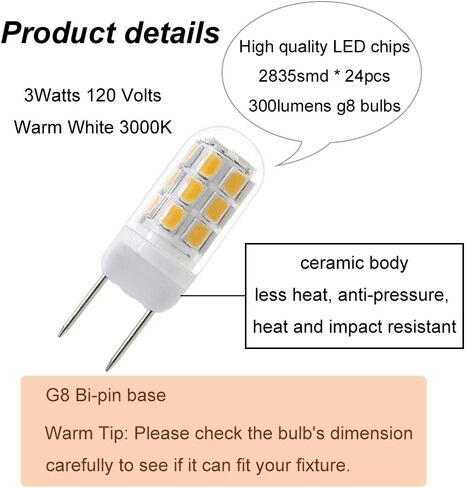 G8 LED LED LED 30W مصابيح ميكروويف تحت استبدال غطاء محرك السيارة لفرن ميكروويف GE Samsung ، يحل محل WB25X10019 120V دافئ أبيض 3000K in Kuwait