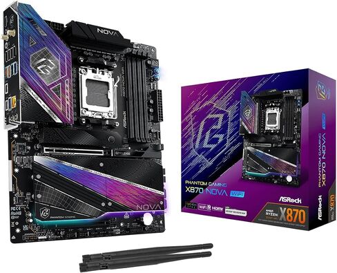 ASRock X870 Nova WiFi AM5 Flagship Motherboard | AMD Ryzen 9000/8000/7000 | DDR5 8400+ (OC) | Dual USB4 | PCIe 5.0 | WiFi 7 | 18+2+1 Power Phase | 5GbE LAN in Saudi Arabia