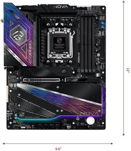 ASRock X870 Nova WiFi AM5 Flagship Motherboard | AMD Ryzen 9000/8000/7000 | DDR5 8400+ (OC) | Dual USB4 | PCIe 5.0 | WiFi 7 | 18+2+1 Power Phase | 5GbE LAN in Saudi Arabia
