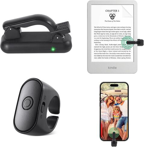 Kindle Page Turner Remote for Kindle Paperwhite iPad iPhone.Kindle Accessories لعناصر التحكم عن بُعد Camera Camcorder أيضًا ، حلقة Kindle Clicker Turner للأجهزة اللوحية ، الكاميرا ، الكتب الإلكترونية (أسود) in Kuwait