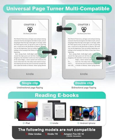 Kindle Page Turner Remote for Kindle Paperwhite iPad iPhone.Kindle Accessories لعناصر التحكم عن بُعد Camera Camcorder أيضًا ، حلقة Kindle Clicker Turner للأجهزة اللوحية ، الكاميرا ، الكتب الإلكترونية (أسود) in Kuwait