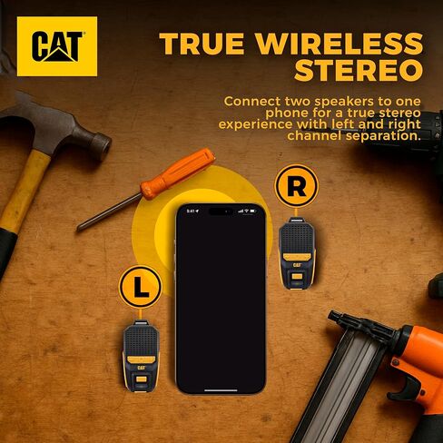 CAT Wearable Bluetooth Speaker – Clip-On, Wireless, Jobsite-Pro, Water-Resistant, Built-in Mic, Hands-Free Calls & Music, Portable Speaker for Work, Outdoor, Construction, & More in Saudi Arabia