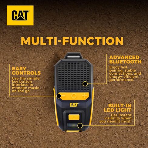 CAT Wearable Bluetooth Speaker – Clip-On, Wireless, Jobsite-Pro, Water-Resistant, Built-in Mic, Hands-Free Calls & Music, Portable Speaker for Work, Outdoor, Construction, & More in Saudi Arabia