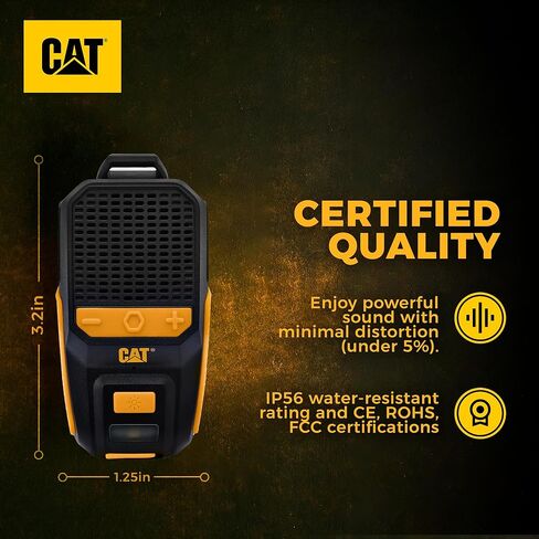 CAT Wearable Bluetooth Speaker – Clip-On, Wireless, Jobsite-Pro, Water-Resistant, Built-in Mic, Hands-Free Calls & Music, Portable Speaker for Work, Outdoor, Construction, & More in Saudi Arabia