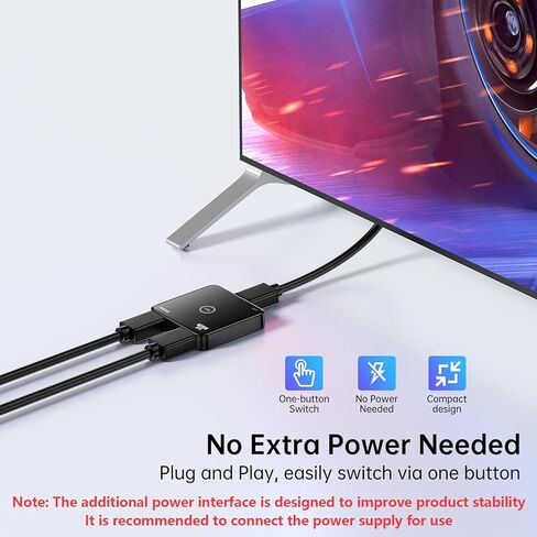 HDMI Switch 4K@60Hz ، ثنائية الاتجاه HDMI Switcher 2 في 1 OUT ، لا توجد طاقة خارجية متوافقة مع PS5 ، PS4 ، Xbox Series X/S ، Roku ، Fire Stick in Kuwait