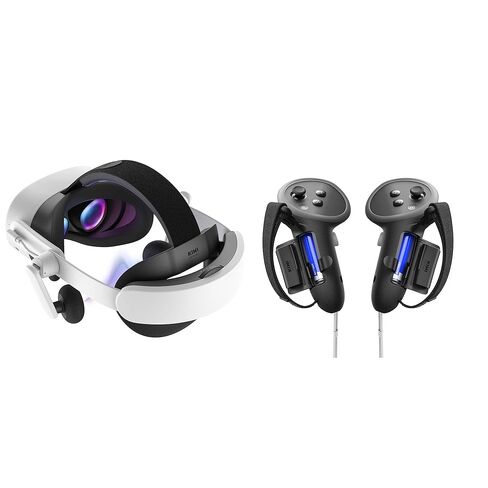 حزام رأس صوتي Kiwi مع بطارية لـ Meta/Oculus Quest 3/3S ، و C4 Duo Dualfast Charge Headset و G4 Pro Controller Grips in Saudi Arabia