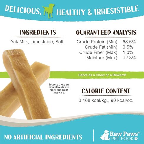 Raw Paws Himalayan Yak Chews for Large Dogs (4 Count) - Large Dog Yak Chews - Himalayan Cheese for Large Dogs - Large Yak Bones - Yak Milk Bones for Dogs - Yak Cheese Chews Himalayan in Saudi Arabia