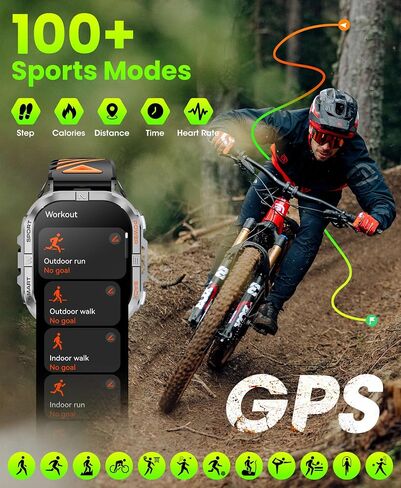 Military Smart Watch for Men Built-in GPS with LED Flashlight Compass, 2.13" AMOLED Tactical Smart Watches with Answer/Make Calls, 3ATM Waterproof Fitness Tracker for iPhone Android (Black) in Saudi Arabia