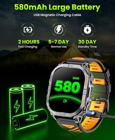 Military Smart Watch for Men Built-in GPS with LED Flashlight Compass, 2.13" AMOLED Tactical Smart Watches with Answer/Make Calls, 3ATM Waterproof Fitness Tracker for iPhone Android (Black) in Saudi Arabia