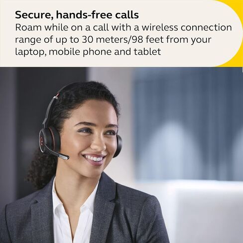 Jabra Evolve 75 SE, Link380a UC Stereo, SME- Bluetooth Headset with Noise-Cancelling Microphone, Long-Lasting Battery and Dual Connectivity - Works with All Other Platforms - Black (Renewed) in Saudi Arabia