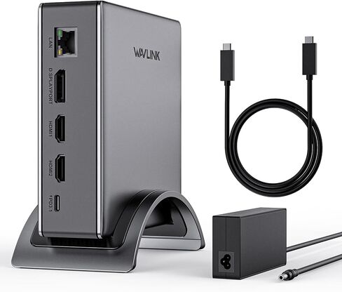 محطة إرساء الكمبيوتر المحمول ، Wavlink PD3.1 محطة الإرساء 3 مراقبين مع 8K@30Hz/4K@144Hz ، 2*HDMI + DP ، 140W PD Charge ، USB-C 10GB ، USB-A 5GB ، GIGABIT ETHERNET ، AUDIO/MIC FOR HP ، DELL ، Windows System Computer ، in Saudi Arabia