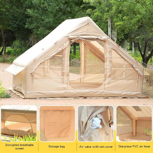 Inflatable Tent for Camping,4/6 Person Blow Up Air Glamping Room Tent House with Stove in Saudi Arabia