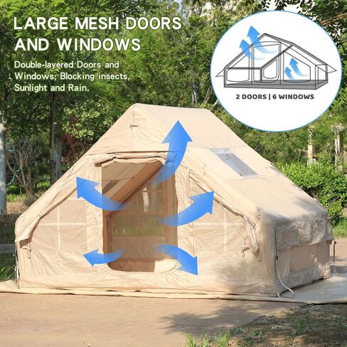 Inflatable Tent for Camping,4/6 Person Blow Up Air Glamping Room Tent House with Stove in Saudi Arabia