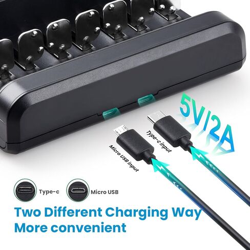 شاحن بطارية SOSHINE AA AAA ، شاحن بطارية 8 BAY C D لبطاريات AAA/AA/SC/C/D NI-MH NI-CD (شحن USB سريع ، فتحة مستقلة) (C02) in Kuwait