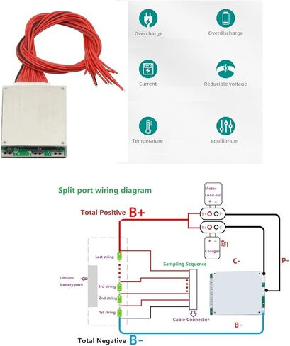 BMS 13S 35A 48V LI-ION LITHIUM 18650 لوحة حماية شحن حزمة البطارية مع رصيد PCM PCB in Kuwait