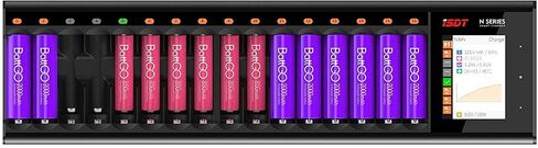 ISDT N16 Smart Battery Charger 16 Slots - شاحن بطارية سريع عالمي مع عرض Discors & LCD لـ AAA Li -Lon و LIHV و NIMH و NICD و HIFE و NIZN القابلة لإعادة الشحن in Saudi Arabia