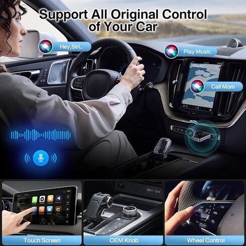 محول CarPlay اللاسلكي لـ Apple - 2025 Slim Edition ، Clop & Play Connection يحول المصنع سلكية إلى محول Carplay اللاسلكي لـ iPhone carplay Dongle for iOS 10+ (Black) in Kuwait