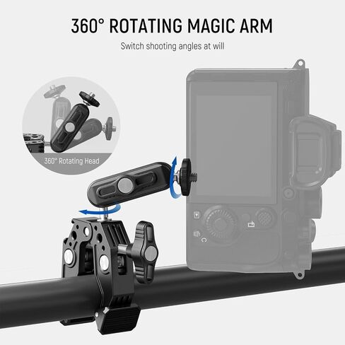 NEEWER Super Clamp مع ذراع سحري برأس كروي مزدوج 3 بوصات، حذاء بارد، خيوط 1/4 بوصة 3/8 بوصة، محول تركيب كاميرا الهاتف/الحركة للمكتب حامل ثلاثي القوائم أنبوب العارضة قضبان Gimbal متوافقة مع SmallRig GoPro DJI، ST83 in Kuwait