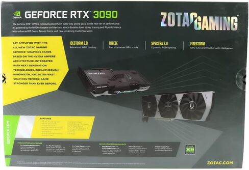 ZOTAC Gaming GeForce RTX 3090 Trinity OC 24GB GDDR6X 384-bit 19.5 Gbps PCIE 4.0 Gaming Graphics Card, IceStorm 2.0 Advanced Cooling, Spectra 2.0 RGB Lighting, ZT-A30900J-10P (Renewed) in Saudi Arabia
