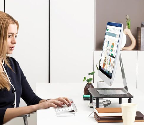 Monitor Stand for Desk Monitor Riser, Adjustable Laptop Riser, Desk Organizer Desktop Printer Laptop Storage Shelf, Mesh Metal Computer Item Stand (1 Piece)(14.5" Lx9.3 W) in Kuwait