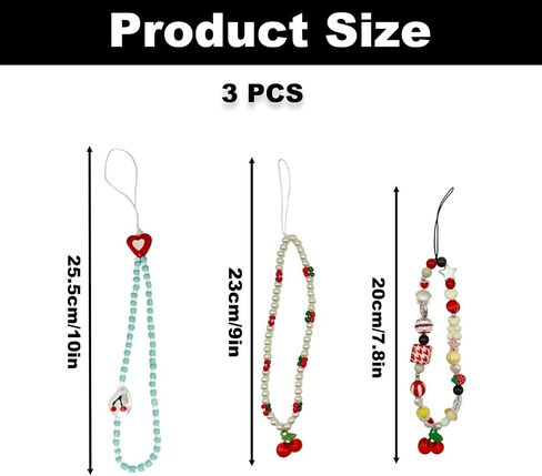 2pcs Cherry Sherly Sharms ، حزام معصم Acrylic Pearl ، سحر كرز لطيف لحالة الهاتف ، حزام سوار مفاتيح لزخارف قرطاسية مفتاح الكاميرا للنساء in Saudi Arabia