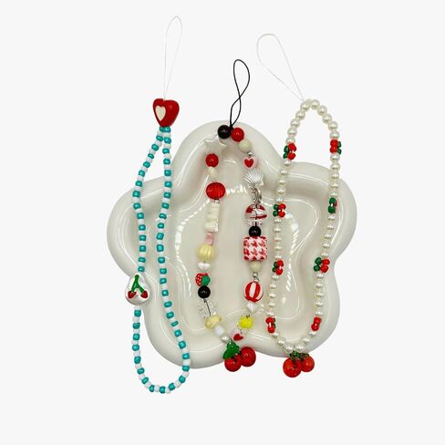 2pcs Cherry Sherly Sharms ، حزام معصم Acrylic Pearl ، سحر كرز لطيف لحالة الهاتف ، حزام سوار مفاتيح لزخارف قرطاسية مفتاح الكاميرا للنساء in Saudi Arabia
