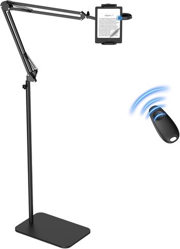Floor Tablet Holder for Kindle with Remote Page Turner, Kindle Stand for Reading in Bed on Paperwhite Colorsoft Scribe E-reader, Lazy Arm Phone Mount for E-book Reading with Clicker Accessories in Kuwait
