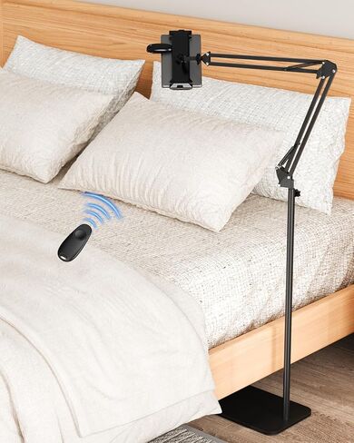 Floor Tablet Holder for Kindle with Remote Page Turner, Kindle Stand for Reading in Bed on Paperwhite Colorsoft Scribe E-reader, Lazy Arm Phone Mount for E-book Reading with Clicker Accessories in Kuwait