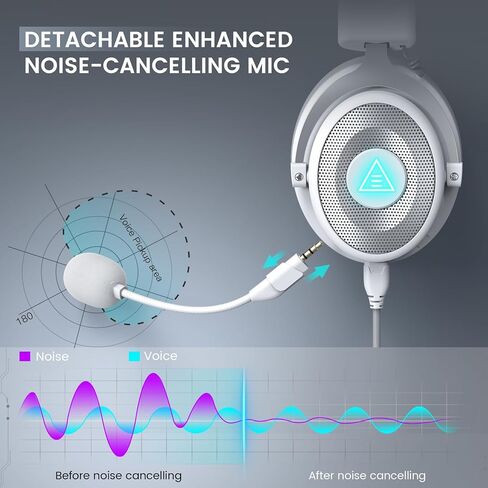 EKSA USB Gaming Headset for PC, Computer Gaming Headphones with Detachable Microphone Noise Cancelling, 7.1 Surround Sound, 50MM Driver, Wired Headset for PS4 PS5, Xbox One, Laptop (Yellow) in Kuwait