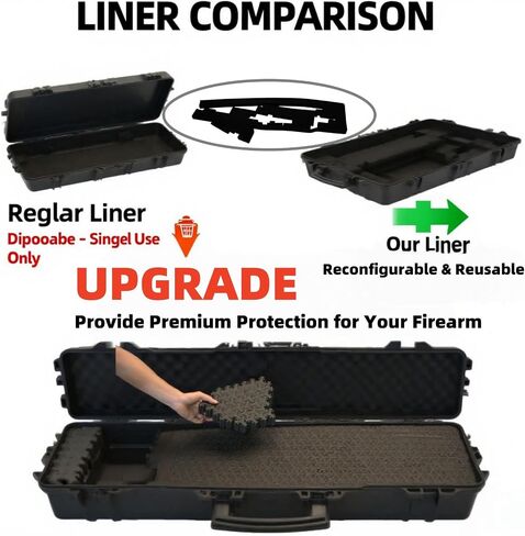 43" Hard Rifle Case Equipped With Reconfigurable & Reusable XP Crosslinked Foam Insert Hunting Season Rifle Case, Waterproof, Shockproof Meets TSA Requirements in Saudi Arabia