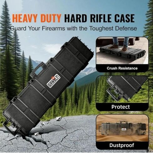 43" Hard Rifle Case Equipped With Reconfigurable & Reusable XP Crosslinked Foam Insert Hunting Season Rifle Case, Waterproof, Shockproof Meets TSA Requirements in Saudi Arabia