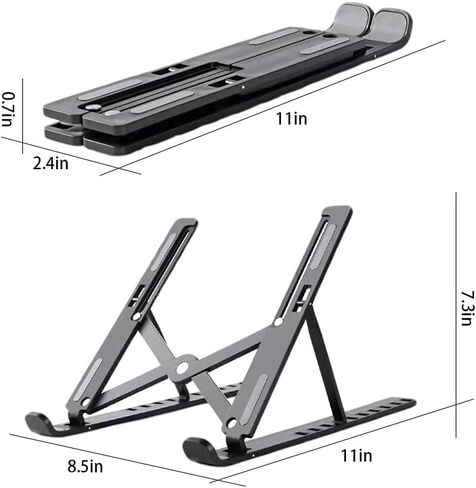 Adjustable Laptop Stand for Desk Foldable Portable Laptop Riser with Ten-Degree Angle Free Adjustment ABS+Silicone Laptop Accessories for Laptops,Tablets, and Books Black in Saudi Arabia
