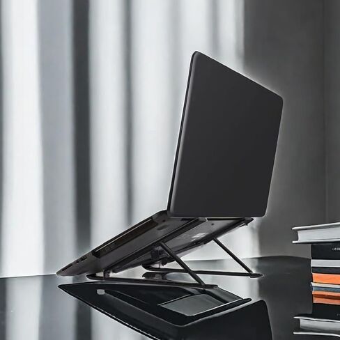 Adjustable Laptop Stand for Desk Foldable Portable Laptop Riser with Ten-Degree Angle Free Adjustment ABS+Silicone Laptop Accessories for Laptops,Tablets, and Books Black in Saudi Arabia