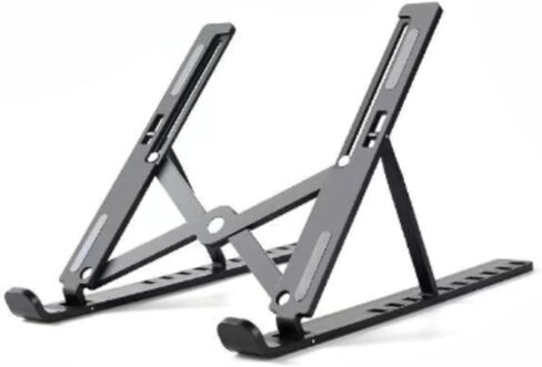 Adjustable Laptop Stand for Desk Foldable Portable Laptop Riser with Ten-Degree Angle Free Adjustment ABS+Silicone Laptop Accessories for Laptops,Tablets, and Books Black in Saudi Arabia