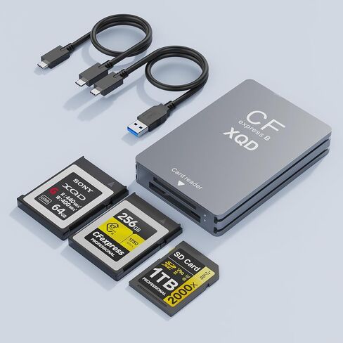 3-in-1 CFExpress Type B/XQD/SD Reader ، USB 3.2 GEN 2 10GBPS CFEXPRESS TYPE B READER مع فتحة مزدوجة متوافقة مع Sony G/M Series/Lexar/CF Express Type B لنظام التشغيل Windows/Mac OS/Linux in Kuwait