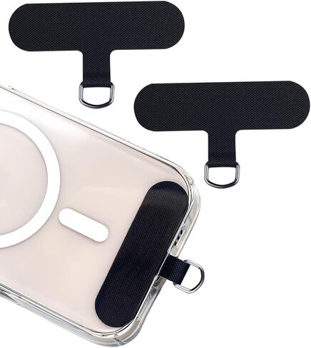 علامة تبويب حبل الهاتف لجهاز iPhone و Ultra-Didence & Ultra-Shin-Thin Phone Lanyard Patch ، جزء استبدال حزام الهاتف لجميع حالات الهاتف الكاملة لـ Samsung و Android ، Black X2 in Kuwait