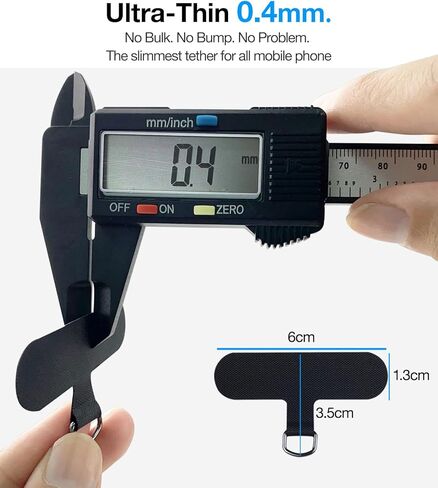 علامة تبويب حبل الهاتف لجهاز iPhone و Ultra-Didence & Ultra-Shin-Thin Phone Lanyard Patch ، جزء استبدال حزام الهاتف لجميع حالات الهاتف الكاملة لـ Samsung و Android ، Black X2 in Kuwait