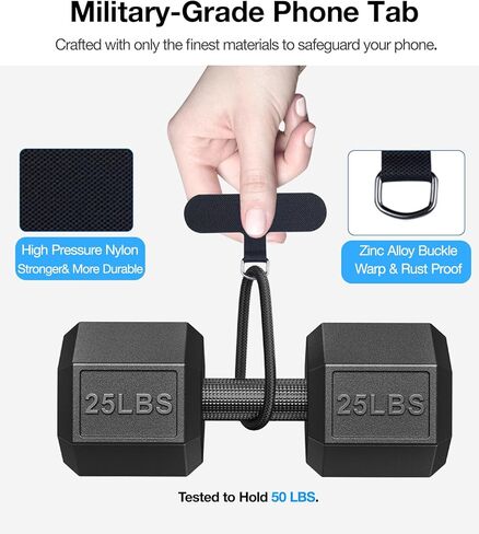 علامة تبويب حبل الهاتف لجهاز iPhone و Ultra-Didence & Ultra-Shin-Thin Phone Lanyard Patch ، جزء استبدال حزام الهاتف لجميع حالات الهاتف الكاملة لـ Samsung و Android ، Black X2 in Kuwait