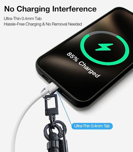 علامة تبويب حبل الهاتف لجهاز iPhone و Ultra-Didence & Ultra-Shin-Thin Phone Lanyard Patch ، جزء استبدال حزام الهاتف لجميع حالات الهاتف الكاملة لـ Samsung و Android ، Black X2 in Kuwait