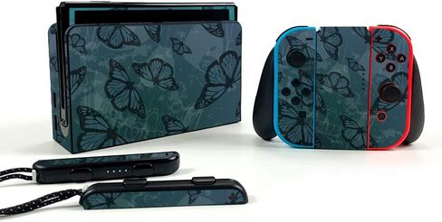 Mayyskins الجلد متوافق مع Nintendo Switch OLED - Dark Butterfly | غلاف الالتفاف الواقي ، الدائم ، والفريد من نوعه | من السهل تطبيق الأنماط وإزالتها وتغييرها | صنع في الولايات المتحدة in Saudi Arabia