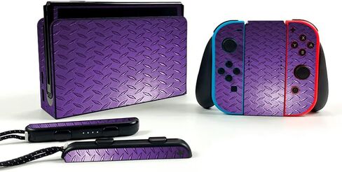 Maysyskins الجلد متوافق مع Nintendo Switch OLED - Purple Diamond Plate | غلاف الالتفاف الواقي ، الدائم ، والفريد من نوعه | سهل التقديم | صنع في الولايات المتحدة in Saudi Arabia